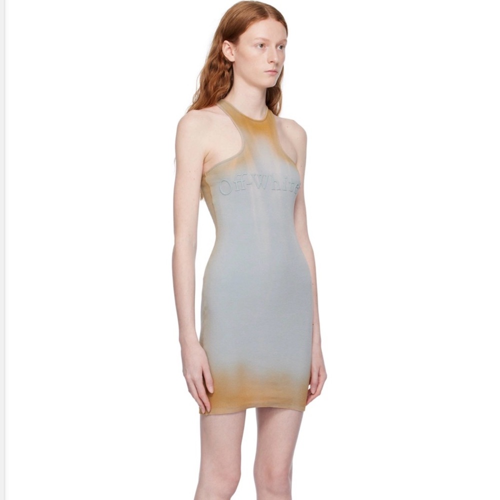 NWT Off-White Laundry Rib Rowing Mini Dress Beige NWT Size 40 (10 US) Stretch - Picture 4 of 5